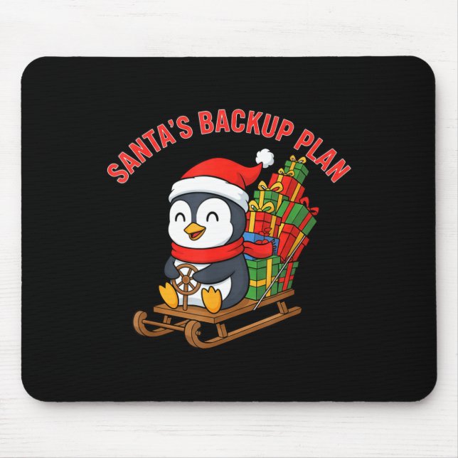 Santa’s Backup Plan Cute Penguin Christmas Design  Mouse Mat (Front)