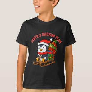 Santa’s Backup Plan Cute Penguin Christmas Design T-Shirt