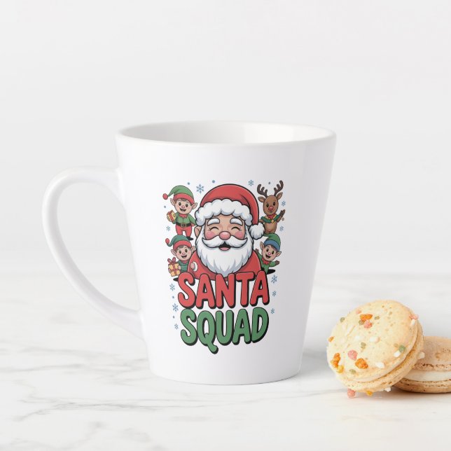 Santa’s Bad Influence (Funny Santa Squad) Latte Mug (In Situ)