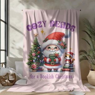 Santa’s Bookish Christmas Cozy Reads Fleece Blanket