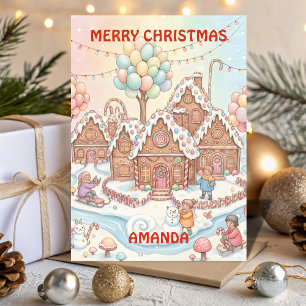 Santa’s Candy Village Kids Christmas Card