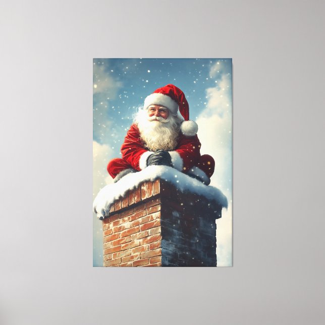 Santa’s Chimney Pause: A Winter’s Smile Canvas Print (Front)