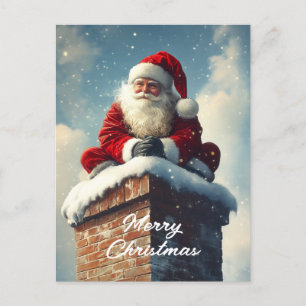 Santa’s Chimney Pause: A Winter’s Smile Holiday Postcard