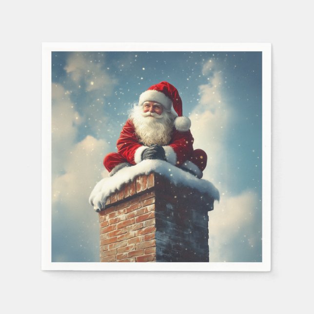 Santa’s Chimney Pause: A Winter’s Smile Napkin (Front)