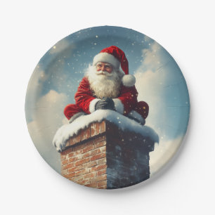 Santa’s Chimney Pause: A Winter’s Smile Paper Plate