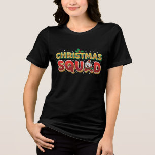Santa’s Christmas Squad Cute Holiday Matching De Tri-Blend Shirt