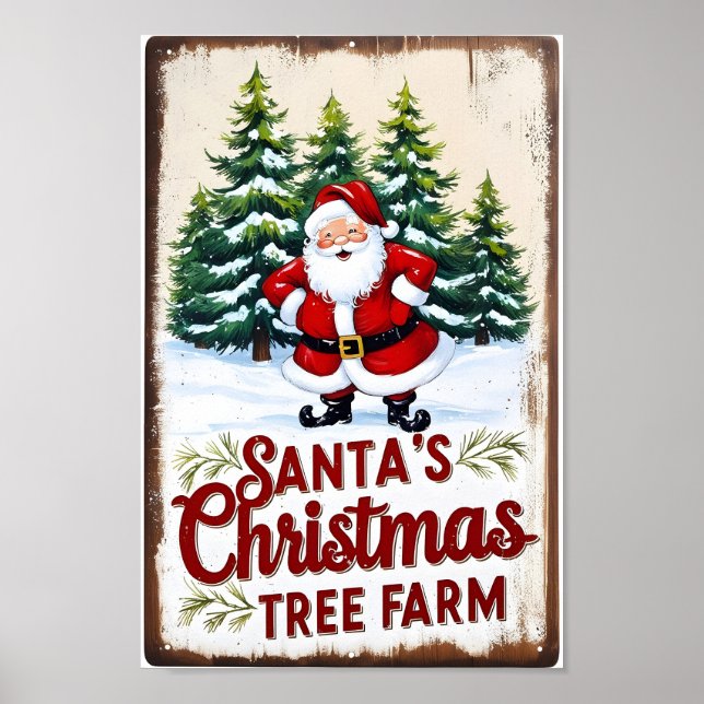 Santa’s Christmas Tree Farm Rustic Sign (Front)