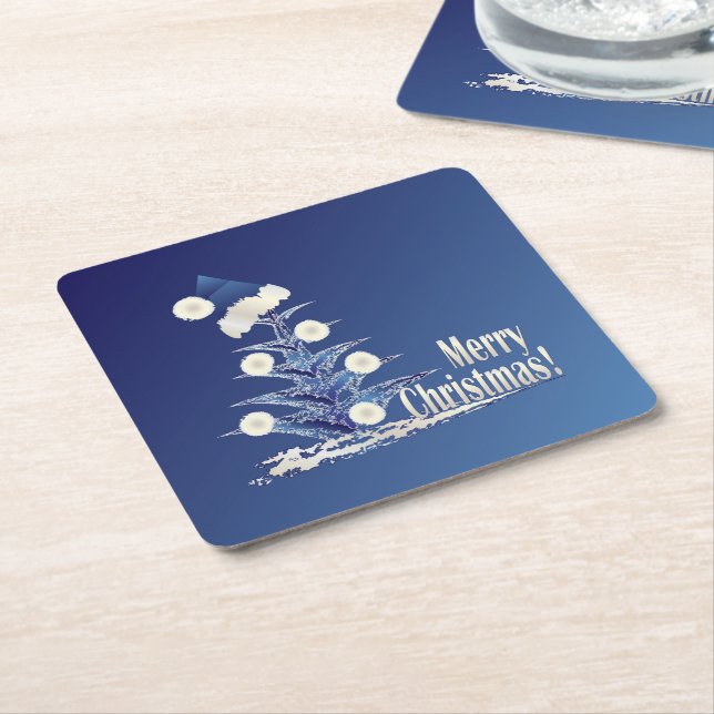 Santa s Christmas tree Square Paper Coaster (Angled)