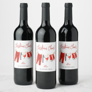 Santa’s Clothesline Christmas Cheer Personalised Wine Label
