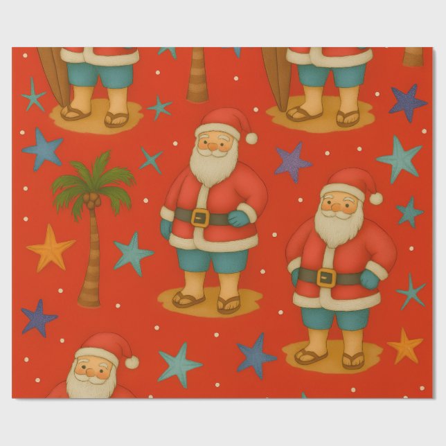 Santa’s Coastal Christmas Wrapping Paper (Flat)