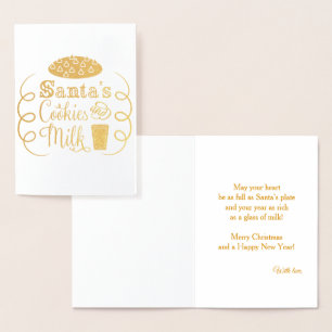 Santa’s Cookies and Milk Christmas Whimsical  Foil Card