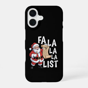 Santa’s Fa La La La List Christmas Illustration iPhone 16 Case