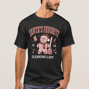 Santa s Favorite Cleaning Lady Christmas Retro Hou T-Shirt