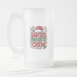 Santa’s Favorite Crew Frosted Glass Beer Mug