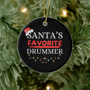 Santa’s Favorite Drummer Cute Ceramic Tree Decoration