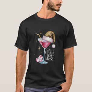 Santa s Favorite Hot Mess Christmas Holiday Margar T-Shirt