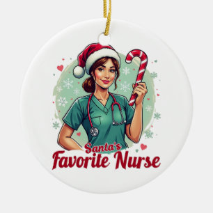 Santa’s Favorite Nurse  Ceramic Tree Decoration