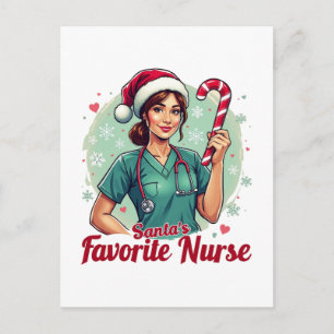 Santa’s Favorite Nurse Holiday Postcard