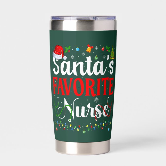 Santa’s Favorite Nurse Insulated Tumbler (Front)