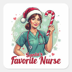 Santa’s Favorite Nurse Square Sticker