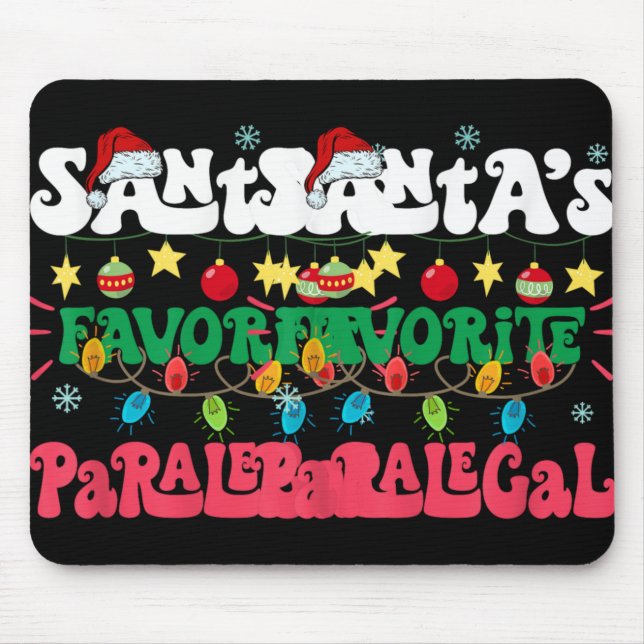 Santa S Favorite Paralegal Funny Santa Xmas Light  Mouse Mat (Front)