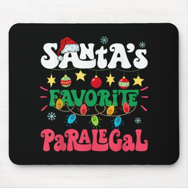 Santa S Favorite Paralegal Funny Santa Xmas Light  Mouse Mat (Front)