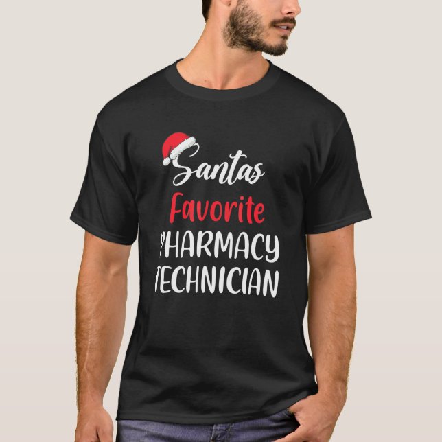 Santa’s Favorite Pharmacy Technician Pajama Christ T-Shirt (Front)