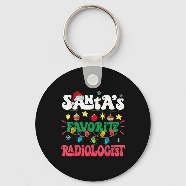 Santa S Favorite Radiologist Santa Hat Xmas Light  Key Ring (Front)