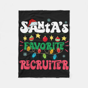 Santa S Favorite Recruiter Funny Santa Xmas Light  Fleece Blanket