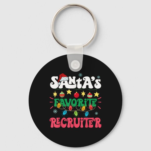 Santa S Favorite Recruiter Funny Santa Xmas Light  Key Ring (Front)