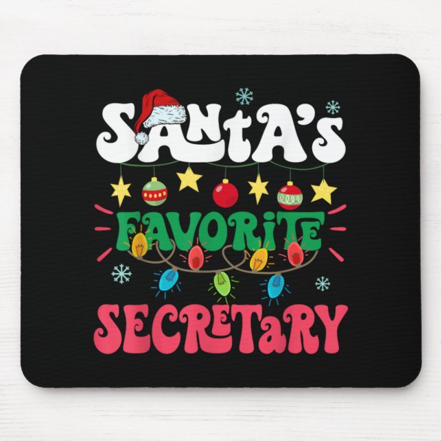 Santa S Favorite Secretary Funny Santa Xmas Light  Mouse Mat (Front)