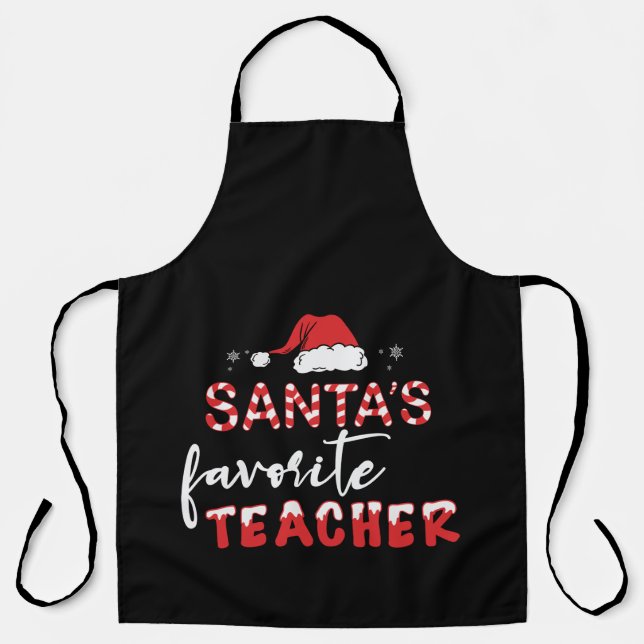 Santa’s Favorite Teacher – Cute Christmas Apron (Front)