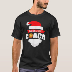Santa s Favourite Basketball Coach Funny Christmas T-Shirt