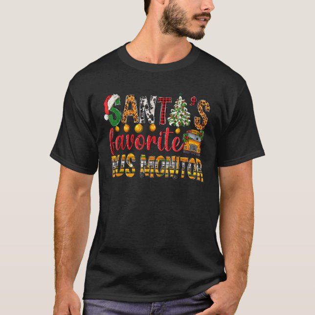Santa s Favourite Bus Monitor Christmas Kids Boys  T-Shirt (Front)