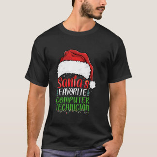 Santa s Favourite Computer Technician Funny Christ T-Shirt