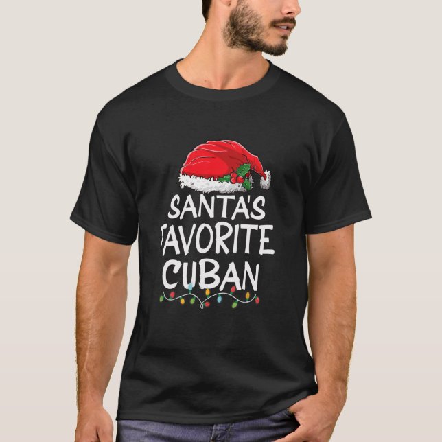 Santa s Favourite Cuban Christmas Santa Claus tree T-Shirt (Front)