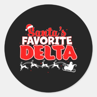 Santa’s Favourite Delta Christmas Sorority Xmas Wh Classic Round Sticker