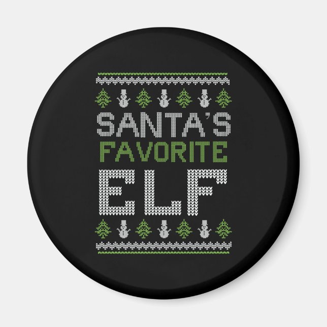 Santa’s Favourite Elf – Ugly Sweater Christmas Magnet (Front)