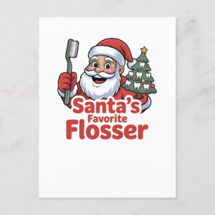 Santa’s Favourite Flosser Christmas Dental Dentist Invitation Postcard