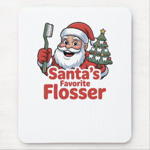 Santa’s Favourite Flosser Christmas Dental Dentist Mouse Mat