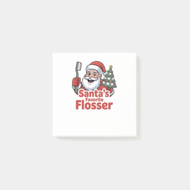 Santa’s Favourite Flosser Christmas Dental Dentist Post-it Notes (Front)