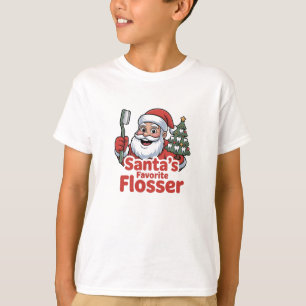 Santa’s Favourite Flosser Christmas Dental Dentist T-Shirt