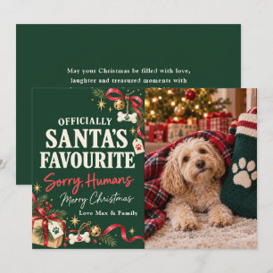 Santa’s Favourite Funny Dog Christmas Photo Holiday Card