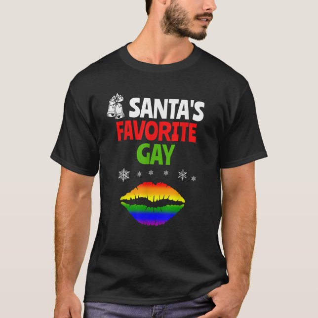 Santa s Favourite Gay Pride Christmas Xmas LGBT Pr T-Shirt (Front)