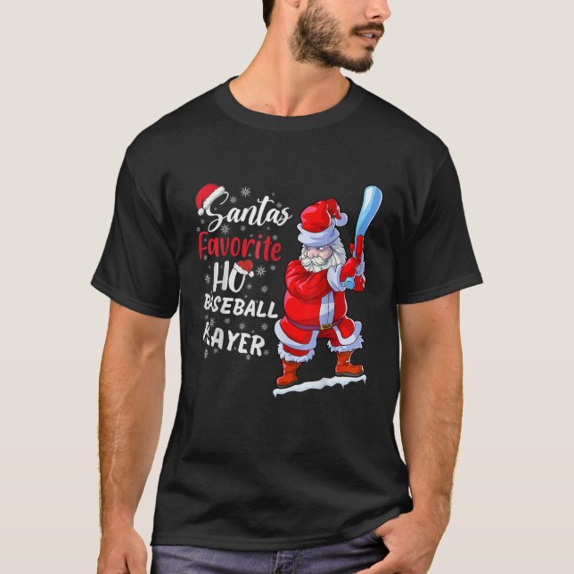 Santa s Favourite Ho Baseball Pajama Christmas Xma T-Shirt (Front)