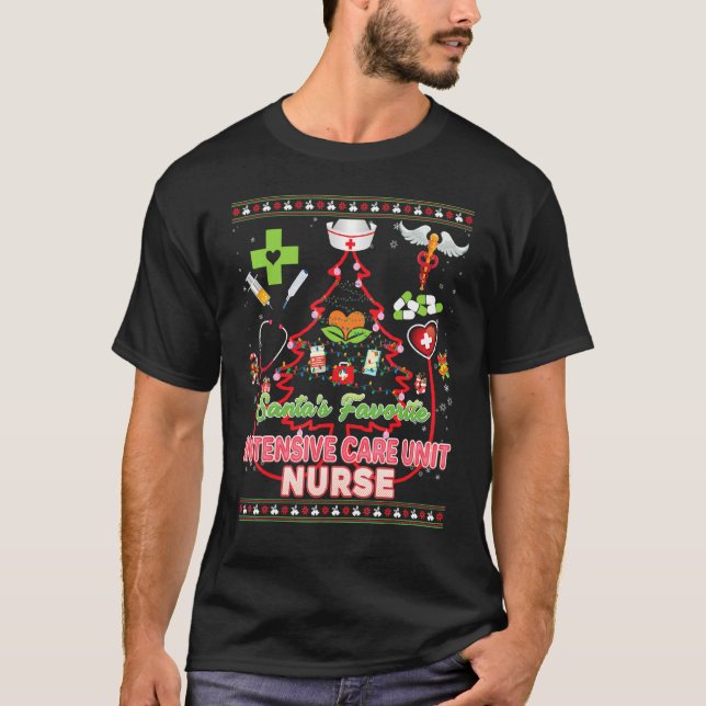 Santa S Favourite Intensive Care Unit Nurse Christ T-Shirt (Front)