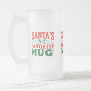 Santa’s Favourite Mug – Frosted Glass 16 oz  