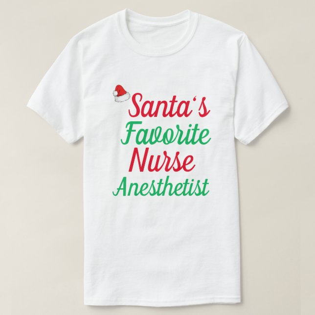 Santa’s Favourite Nurse Christmas Appreciation  T-Shirt (Design Front)
