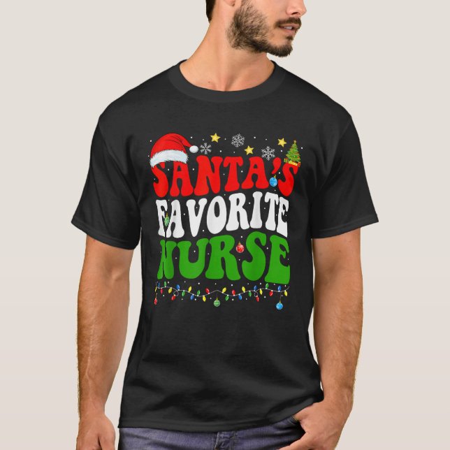 Santa s Favourite Nurse Christmas Nursing Xmas Nur T-Shirt (Front)