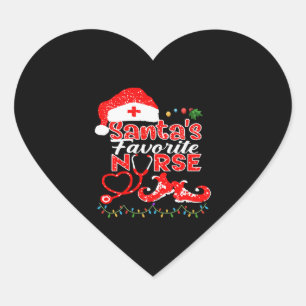 Santa s Favourite Nurse Christmas T Shirt Heart Sticker